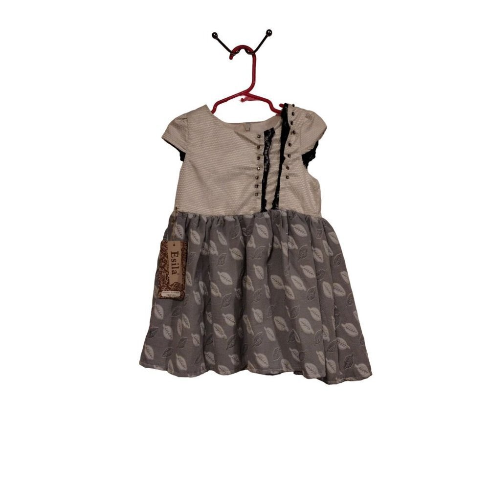 NWT Esila grey and‎ white leaf dress